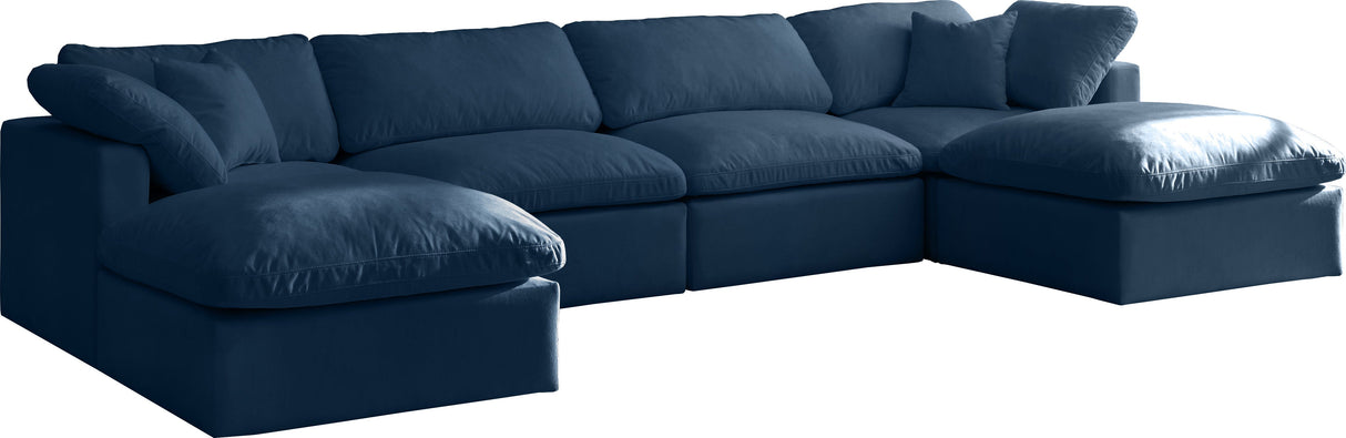 Plush - Cloud Modular Sectional Standart 6 Piece - Navy - Fabric - Modern & Contemporary - Home Elegance USA