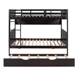 Full-Over-Full Bunk Bed with Twin size Trundle , Separable Bunk Bed with Bookshelf for Bedroom-Espresso - Home Elegance USA