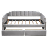 Twin Size Upholstered daybed with Drawers, Wood Slat Support, Gray Home Elegance USA