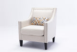 COOLMORE  accent armchair living room chair  with nailheads and solid wood legs Beige  Linen - Home Elegance USA