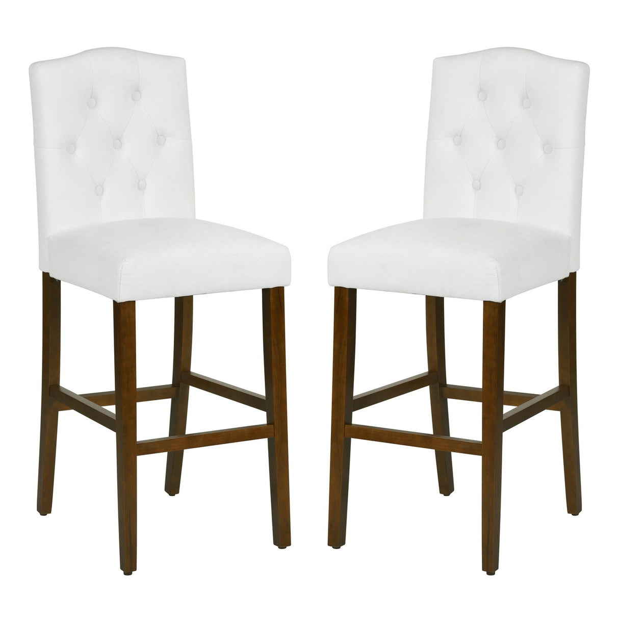 Set of 2 traditional Upholstered high stools, white - Home Elegance USA