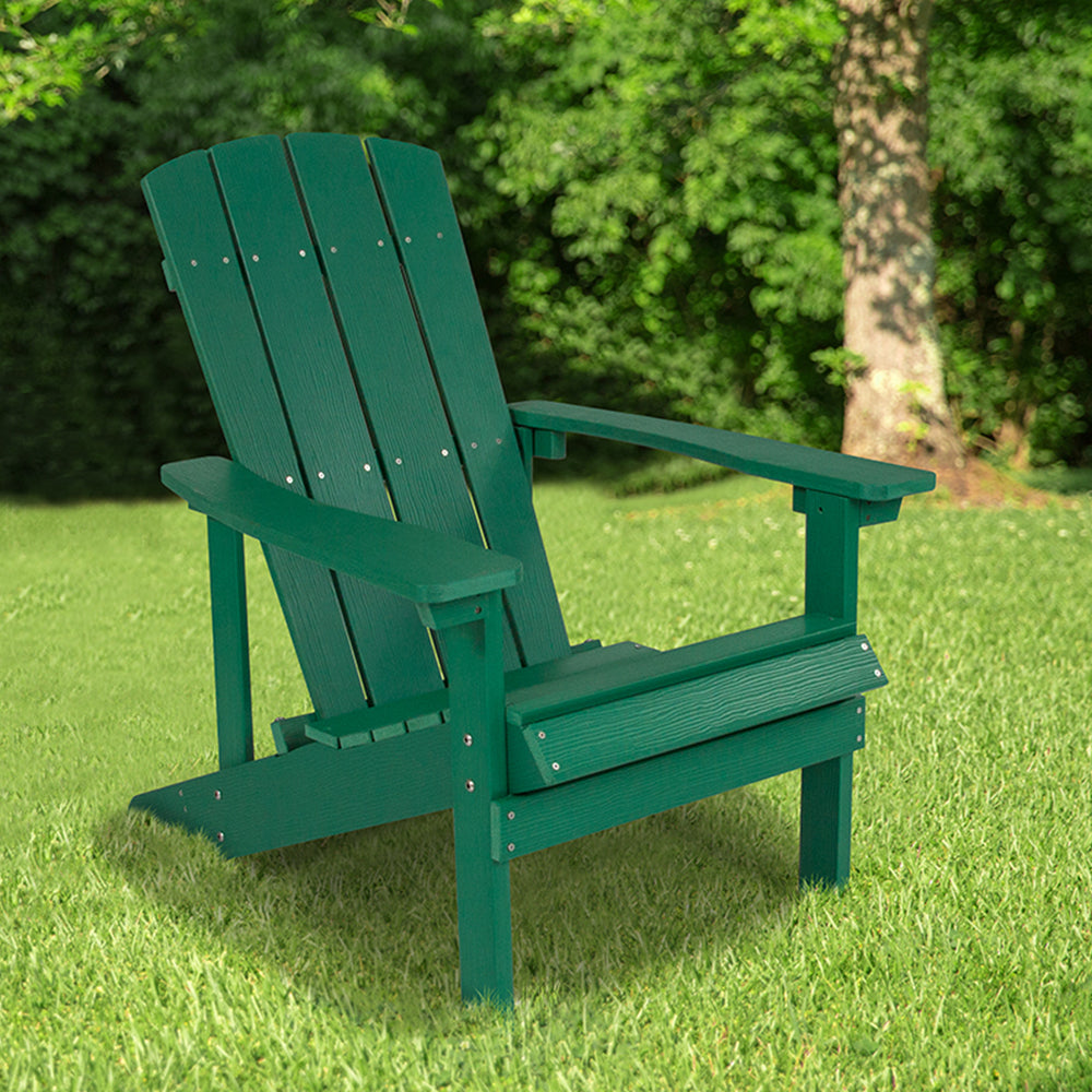 Charlestown All-Weather Adirondack Chair in Green Faux Wood - Home Elegance USA
