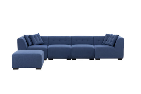 Sectional Sofa with Ottoman DIY Combination Sofa Blue - Home Elegance USA