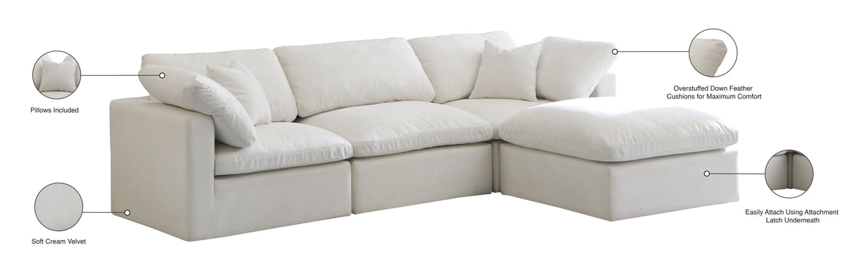 Plush - Cloud Modular Sectional 4 Piece - Cream - Fabric - Home Elegance USA