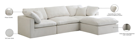 Plush - Cloud Modular Sectional 4 Piece - Cream - Fabric - Home Elegance USA