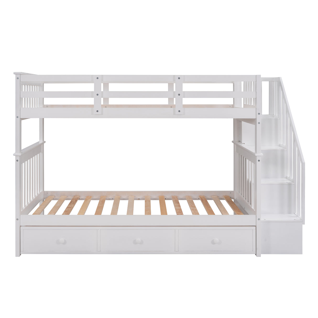 Stairway Twin-Over-Twin Bunk Bed with Three Drawers for Bedroom, Dorm - White(Old sku: LP000309AAK) - Home Elegance USA