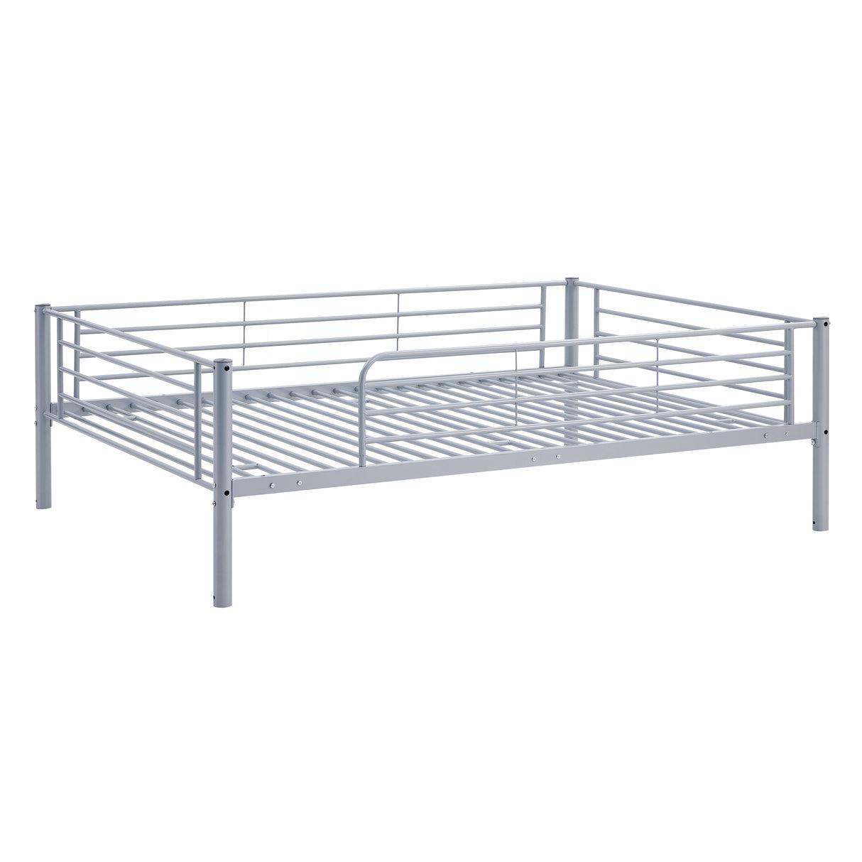 Full-Full-Full Metal  Triple Bed  with Built-in Ladder, Divided into Three Separate Beds,Gray - Home Elegance USA