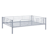 Full-Full-Full Metal  Triple Bed  with Built-in Ladder, Divided into Three Separate Beds,Gray - Home Elegance USA