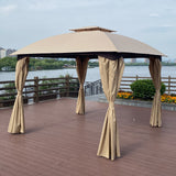 10x10 Ft Outdoor Patio Garden Gazebo Canopy, Outdoor Shading, Gazebo Tent With Curtains