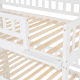 Twin-Over-Twin-Over-Twin Triple Bed with Built-in Ladder and Slide, Triple Bunk Bed with Guardrails, White(OLD SKU: LP000051AAK) - Home Elegance USA