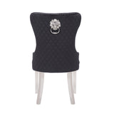 Simba Stainless Steel 2 Piece Chair Finish with Velvet Fabric in Black - Home Elegance USA