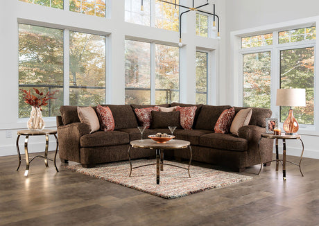 Wanstead - Sectional - Dark Brown / Rust - Home Elegance USA