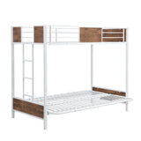 Twin-Over-Futon Bunk Bed, Metal Futon Bunk Bed Frame with Guardrails and Ladder(White)(OLD SKU:LP000096AAK) - Home Elegance USA