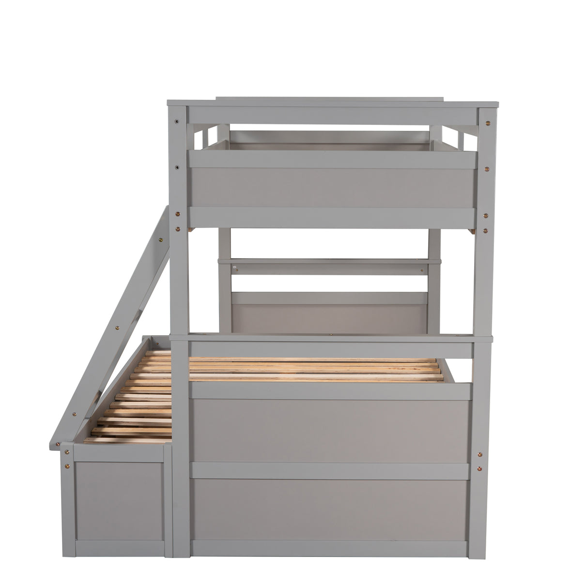 Twin over Full Bunk Bed with Storage - Gray(OLD SKU :LP000022AAE) - Home Elegance USA