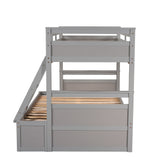 Twin over Full Bunk Bed with Storage - Gray(OLD SKU :LP000022AAE) - Home Elegance USA