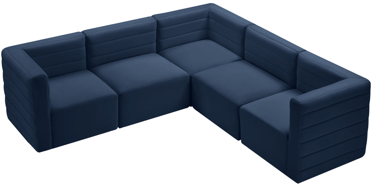 Quincy - Modular Sectional 5 Piece - Navy - Home Elegance USA