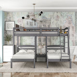 Full over Twin & Twin Bunk Bed,Triple Bunk Bed, Gray - Home Elegance USA