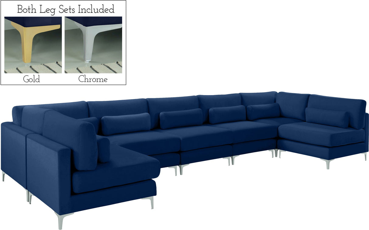 Julia - Modular Sectional 7 Piece - Navy - Home Elegance USA