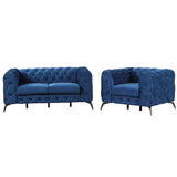 Modern 3-Piece Sofa Sets with Sturdy Metal Legs,Velvet Upholstered Couches Sets Including Three Seat Sofa, Loveseat and Single Chair for Living Room Furniture Set,Blue Home Elegance USA