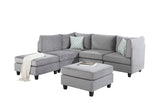 Simona Gray Velvet 6Pc Modular Sectional Sofa - Home Elegance USA