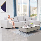 Right Chaise 134'' Mid Century Modern Sofa Couch for Living Room Sofa, Beige - Home Elegance USA