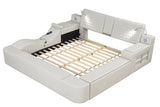 Zoya Smart Multifunctional King Size Bed Made with Wood in Ice - Home Elegance USA