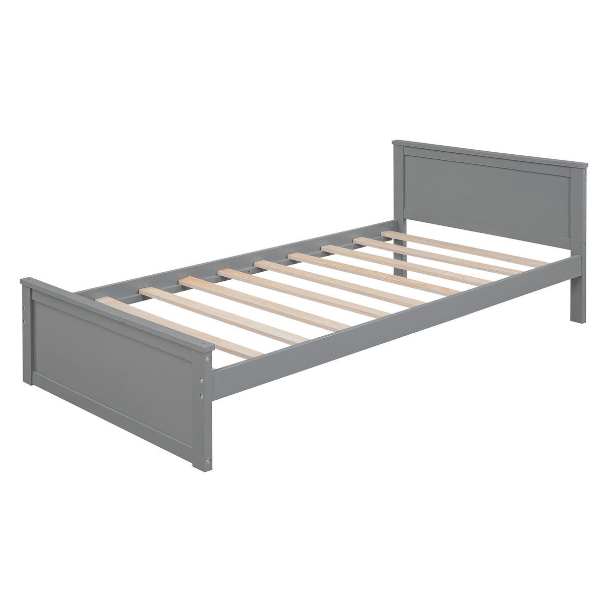 Full size Loft Bed with a twin size Stand-alone bed, Shelves,Desk,and Wardrobe-Gray - Home Elegance USA