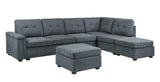 Isla Gray Woven Fabric 7-Seater Sectional Sofa with Ottomans - Home Elegance USA