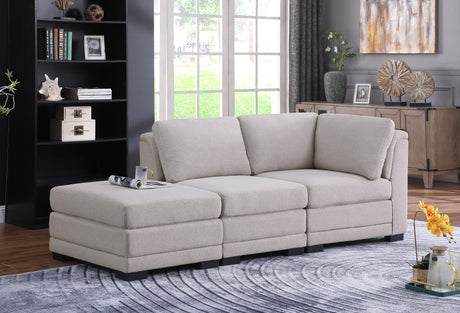 Kristin Light Gray Linen Fabric Reversible Sofa with Ottoman - Home Elegance USA