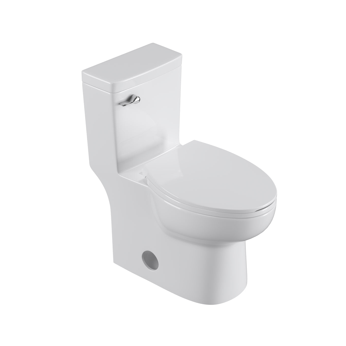 Single Flush Elongated Standard One Piece Toilet with Comfortable Seat Height, Soft Close Seat Cover, High-Efficiency Supply, and White Finish Toilet Bowl (White Toilet)