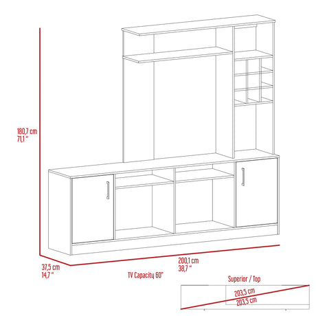 Latrou 6-Bottle 2-Door Entertainment Center Black Wengue Home Elegance USA