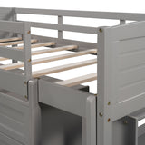 Low Twin Size Loft Bed with Cabinets, Shelves and Slide - Gray(OLD SKU :LP000503AAE) - Home Elegance USA