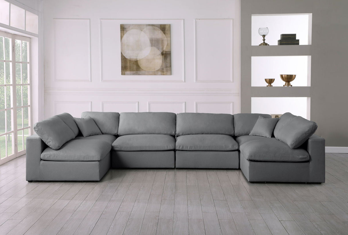 Serene - Cloud Modular Sectional 6 Piece - Grey - Fabric - Home Elegance USA