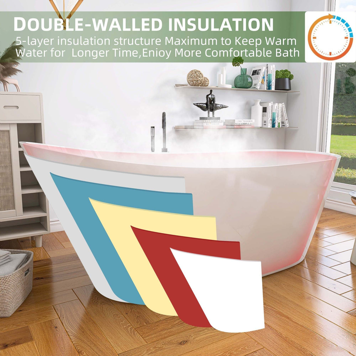 67" Acrylic Free Standing Tub - Classic Oval Shape Soaking Tub, Adjustable Freestanding Bathtub with Integrated Slotted Overflow and Chrome Pop-up Drain Anti-clogging Gloss White