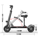 500W 48V 12.5ah  E-Scooters Off Road Foldable 10 inches Long Range E-Scooter With Seat
