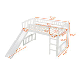 Twin size Loft Bed with Slide and Ladder, White(OLD SKU: LP000504AAK) - Home Elegance USA