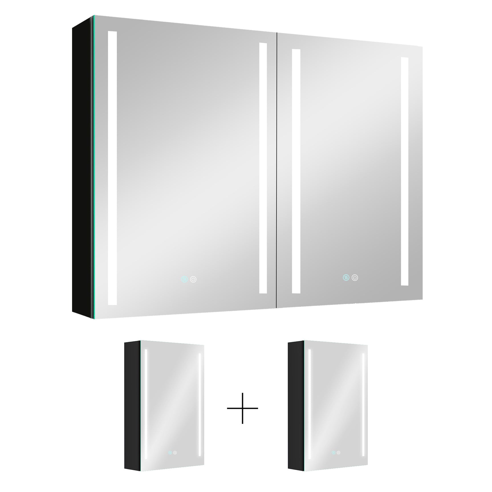 40x30 Inch LED Bathroom Medicine Cabinet Surface Mount Double Door Lighted Medicine Cabinet, Medicine Cabinets for Bathroom with Mirror Defogging, Dimmer Black - W995S00036 - image - 4