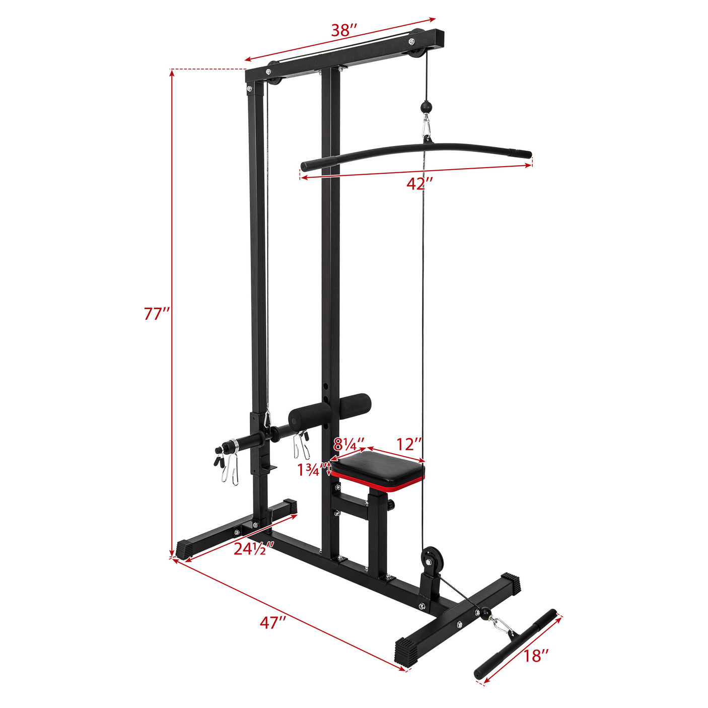 LAT Pulldown Machine Low Row Cable Pull Down Fitness Station Home Gym