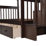 Stairway Twin-Over-Twin Bunk Bed with Three Drawers for Bedroom, Dorm - Espresso(Old sku: LP000309AAP) - Home Elegance USA