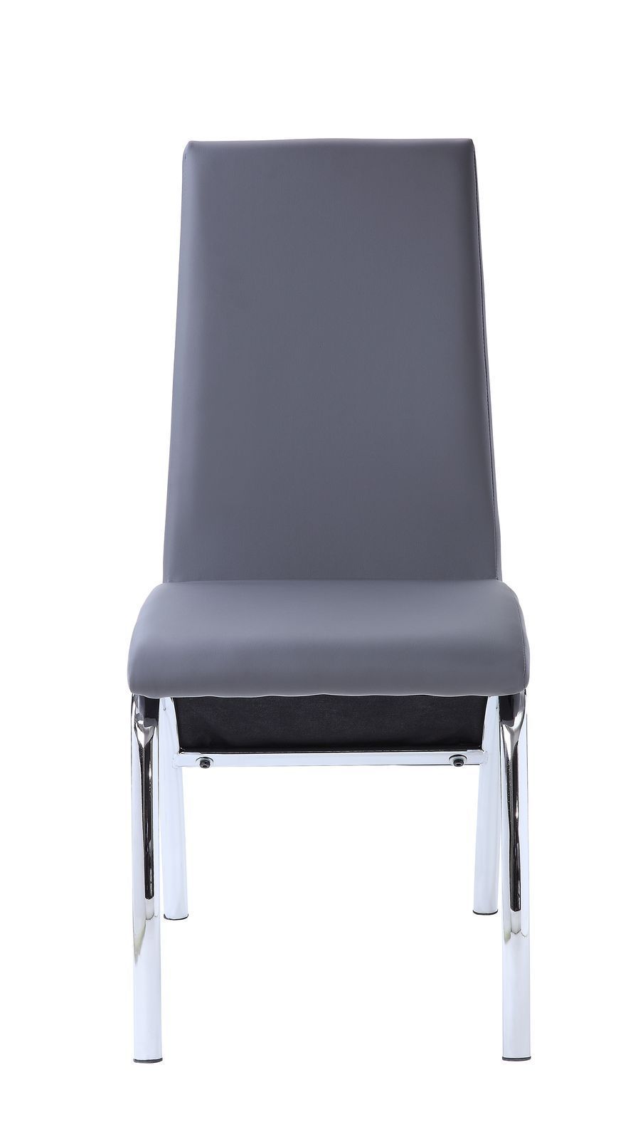 ACME Noland Side Chair (Set-2), Gray PU & Chrome (2Pc/1Ctn) 72192 - Home Elegance USA