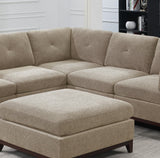 Camel Chenille Fabric Modular Sectional 6pc Set Living Room Furniture Corner Sectional Couch 3x Corner Wedge 2x Armless Chairs and 1x Ottoman Tufted Back | Home Elegance USA