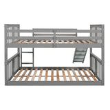 Full Over Full Bunk Bed with Ladder with Slide, Gray (Old SKU :LP000208AAE) - Home Elegance USA