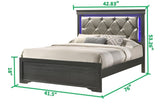 Modern Brooklyn Twin Size LED Bed made with Wood in Gray - Home Elegance USA