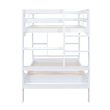 Twin over Twin Bunk Bed with Shelves and Built-in Ladder,  White (Expected Arrival Time:8.10) - Home Elegance USA