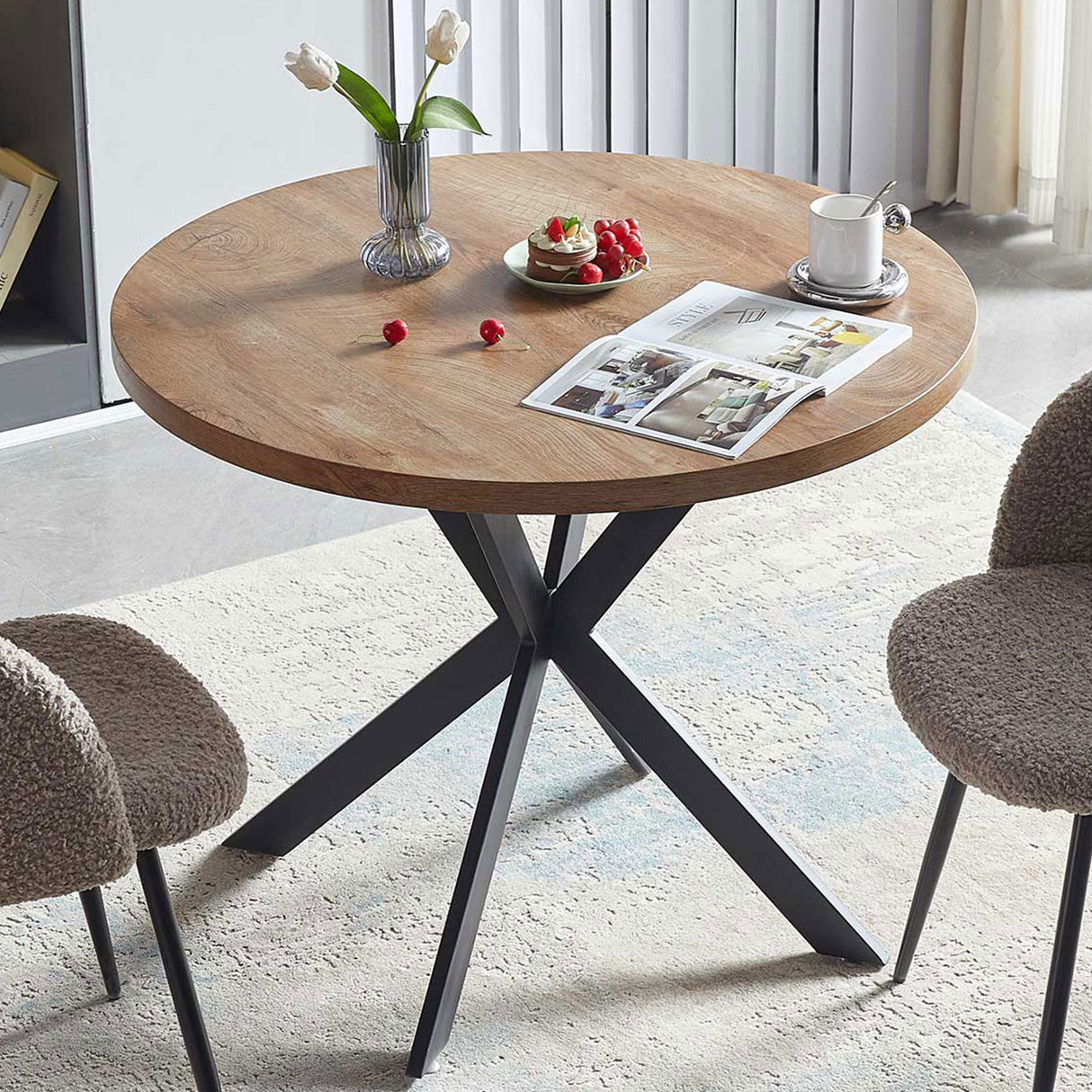 Easy-Assembly Round Dining Table,Coffee Table for Cafe/Bar Kitchen Dining Office - Home Elegance USA