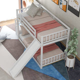 Twin over Twin Bunk Bed with Convertible Slide and Stairway, White - Home Elegance USA