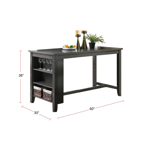 Rectangle Wooden Counter Height Dining Table with Storage in Black - Home Elegance USA