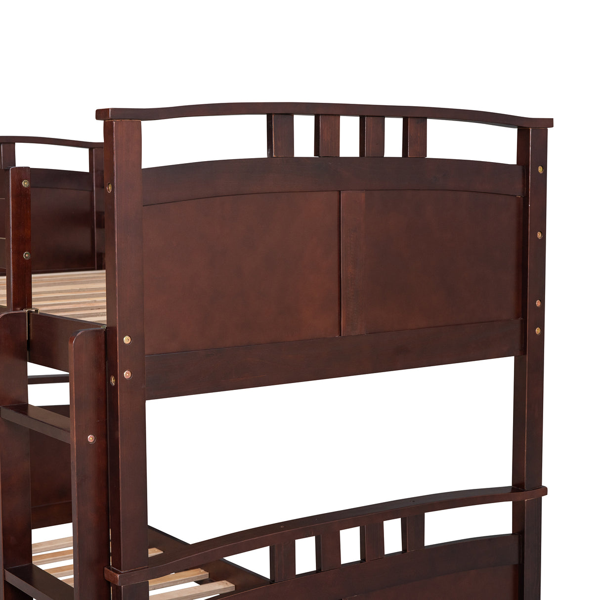 Twin-Over-Twin Bunk Bed with Twin size Trundle , Separable Bunk Bed for Bedroom - Espresso - Home Elegance USA