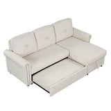 83" Modern Convertible Sleeper Sofa Bed with Storage Chaise,Beige(Old Sku:SG000344AAA) | Home Elegance USA