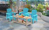 Combo for Family: 2 Plastic Adirondack Chairs & an Outdoor Side Table.  Outdoor Adirondack Chair Patio Lounge Chairs Classic Design (Blue)